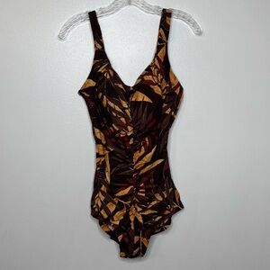 Vintage Le Cove Ruched Front (Slimming) One‎ Piece Swimsuit Bathing Suit Sz 16.